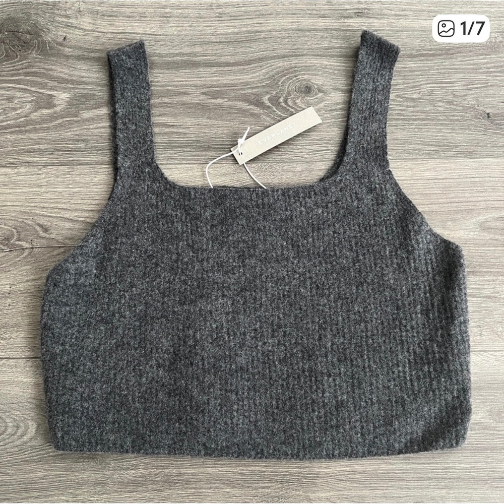 Yak Wool Blend Everlane NWT The Cozy Stretch Cropped Tank in Gray Size XS Soft - Picture 2 of 4